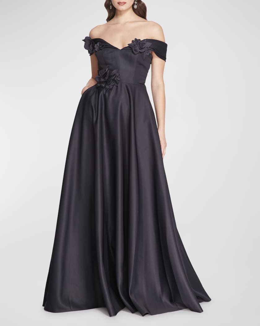 Marchesa Draped Strapless Ball Gown