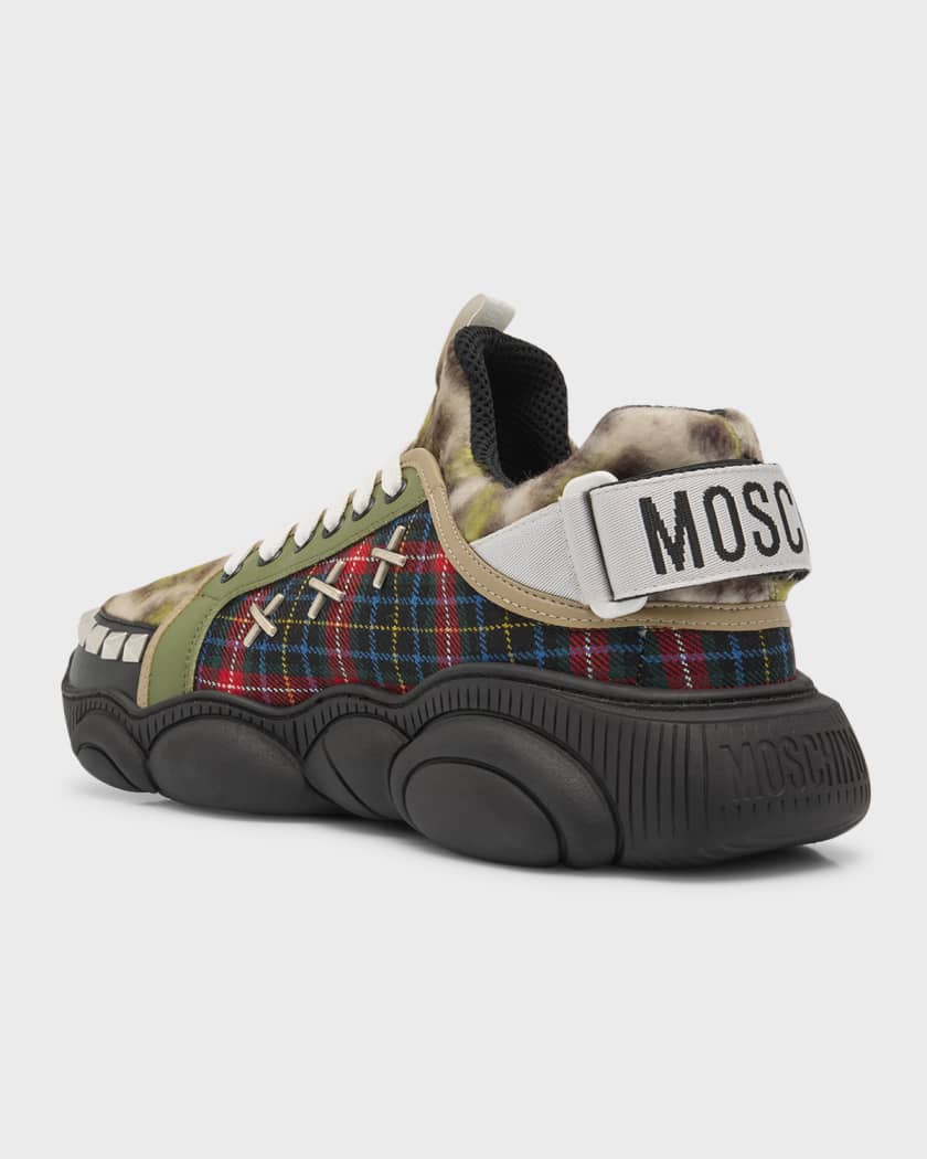 Moschino Men s Photobook Mixed Media Sneakers Neiman Marcus