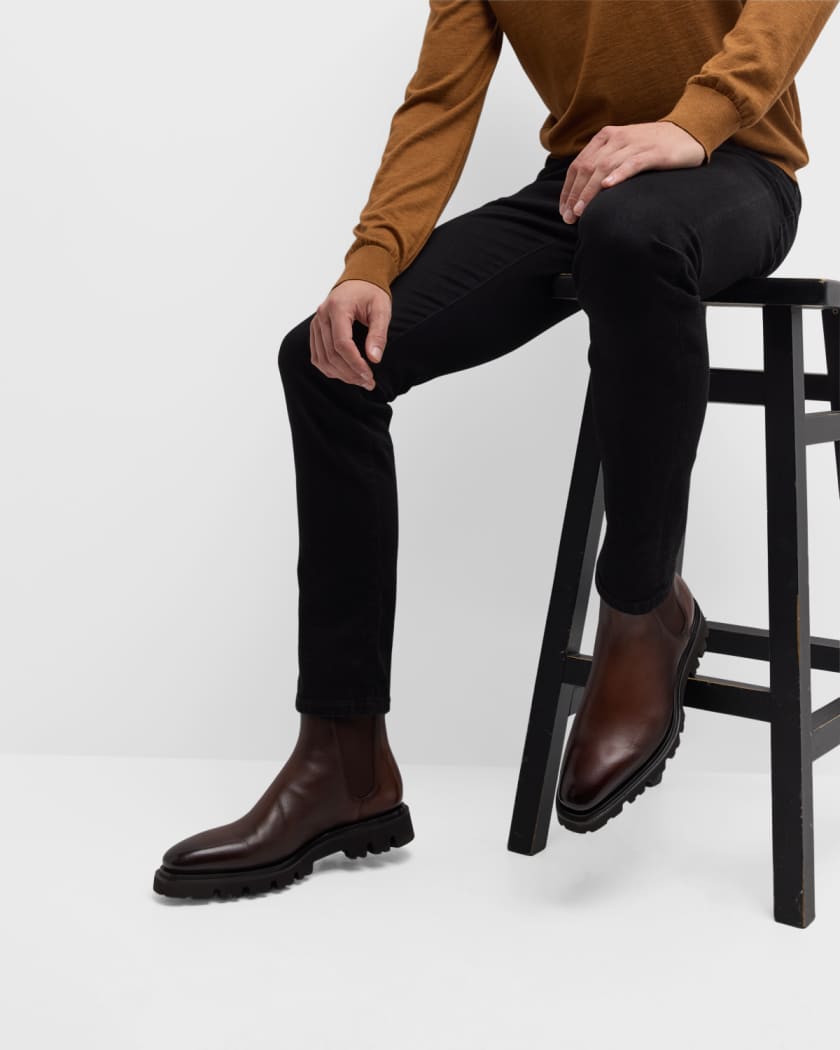 Santoni leather ankle boots top