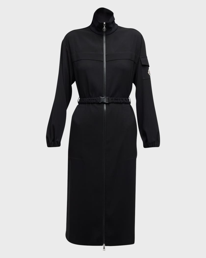 Jil Sander tie-neck belted midi shirtdress - Black