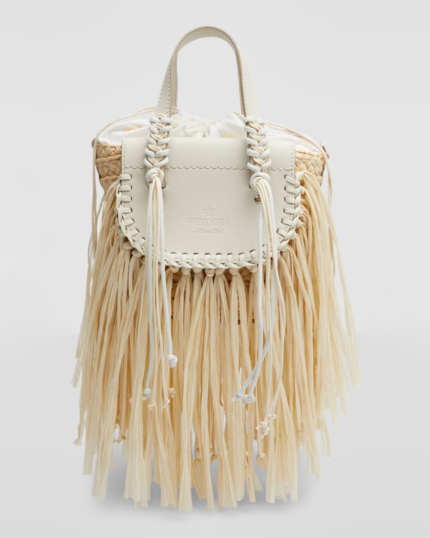 Arossgirl x Cuba Lab Habanera Baby Fringe Straw Top-Handle Bag, Off White Fringes, Women's, Handbags & Purses Tote Bags & Totes