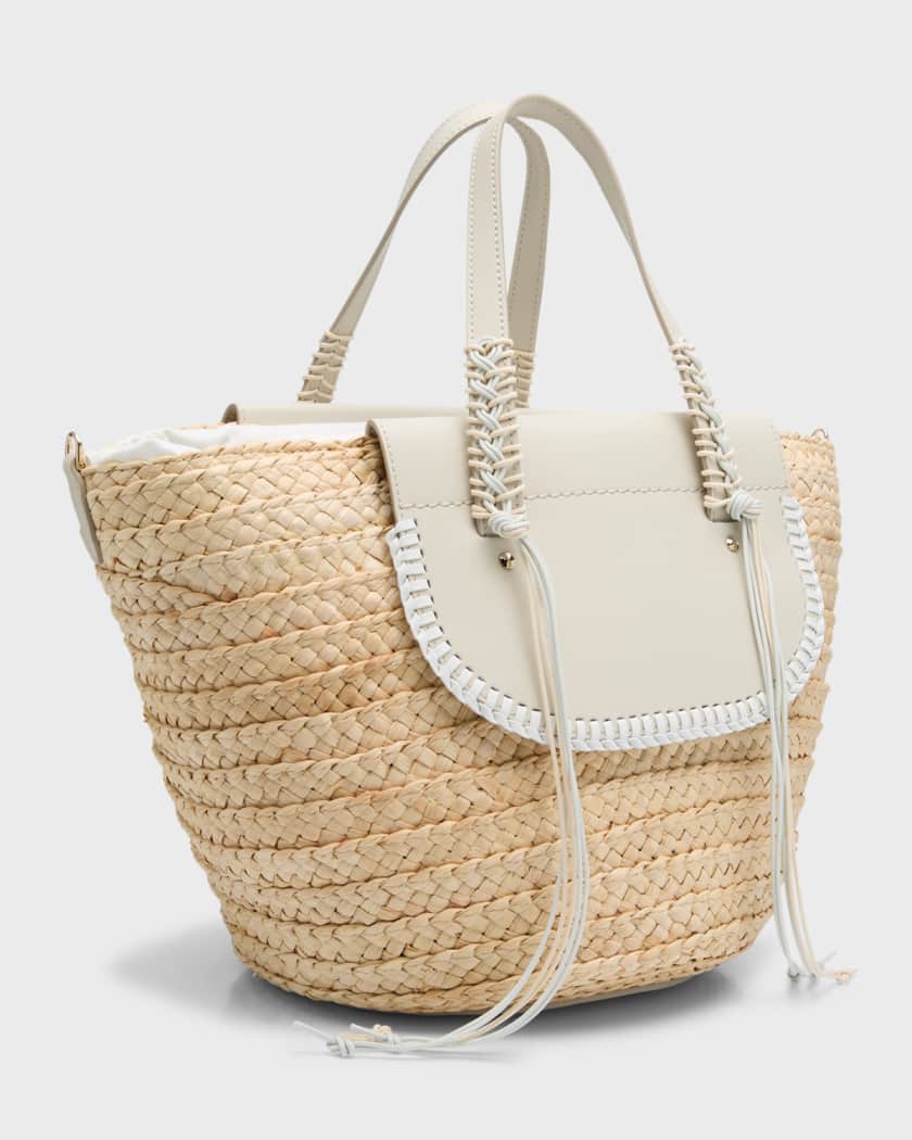 Fashion :: Bags & Purses :: V Tassel large straw bags with leather handles