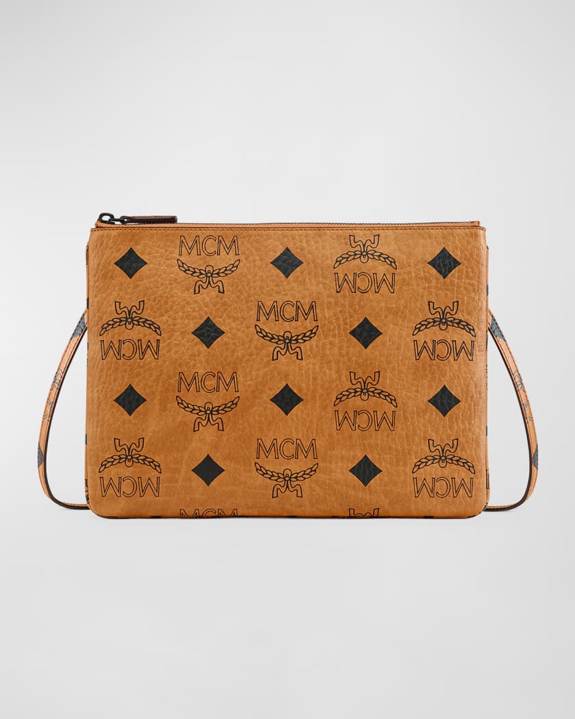 Mcm Signature Monogram Cogna Travel Leather Shoulder Bag