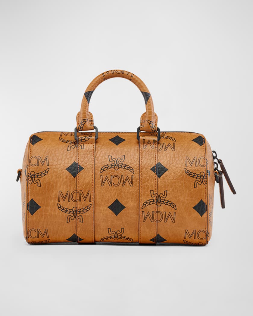 MCM Cognac Monogram Visetos Boston Bag with Strap 240703