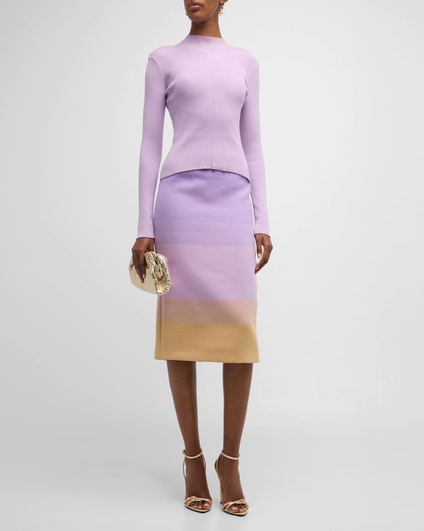 Oscar de la Renta Ombre Wool Pencil Skirt | Neiman Marcus