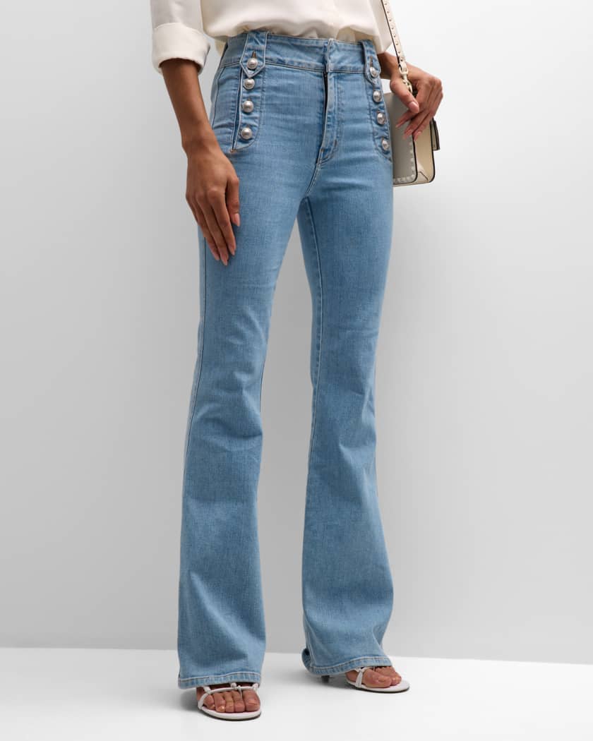 Derek Lam 10 Crosby Robertson Flare Sailor-Button Jeans | Neiman