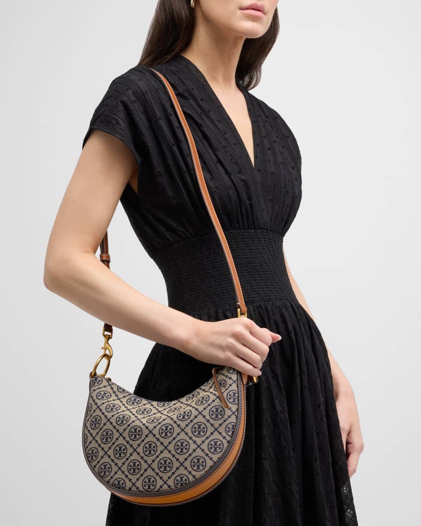 Tory Burch T Monogram Mini Crescent Top-Handle Bag | Neiman Marcus
