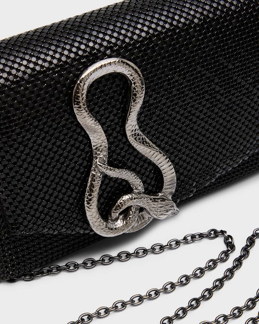 Whiting & Davis Ava Serpent Brass Chain Crossbody Bag