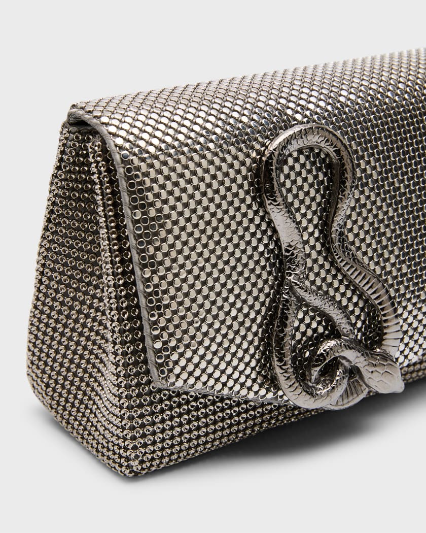 Whiting & Davis Ava Serpent Brass Chain Crossbody Bag, Black, Women's, Handbags & Purses Crossbody Bags & Camera Bags