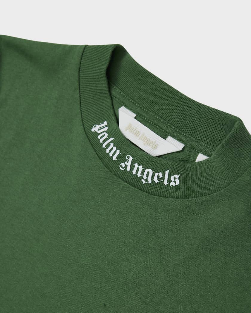 Palm Angels Classic Logo Over Long Sleeve T-shirt In Green