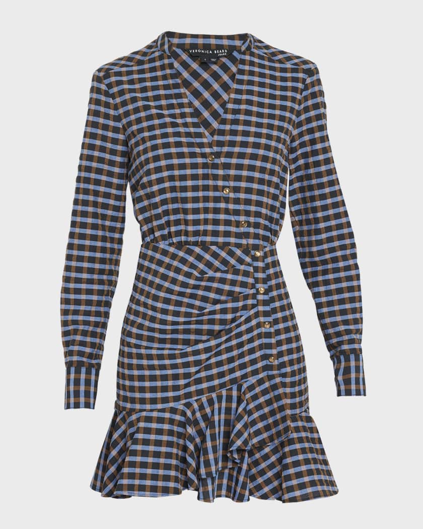 Veronica Beard Jeans Sherry Plaid Snap Front A Line Mini Dress