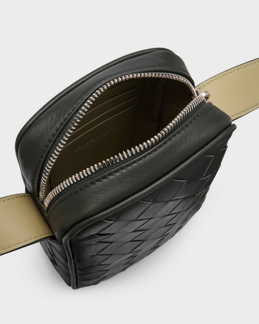 Bottega Veneta Men's Duo Intrecciato Leather Crossbody Bag, Dk.Brn/Bei, Men's, Crossbody Bags Messenger Bags & Camera Bags