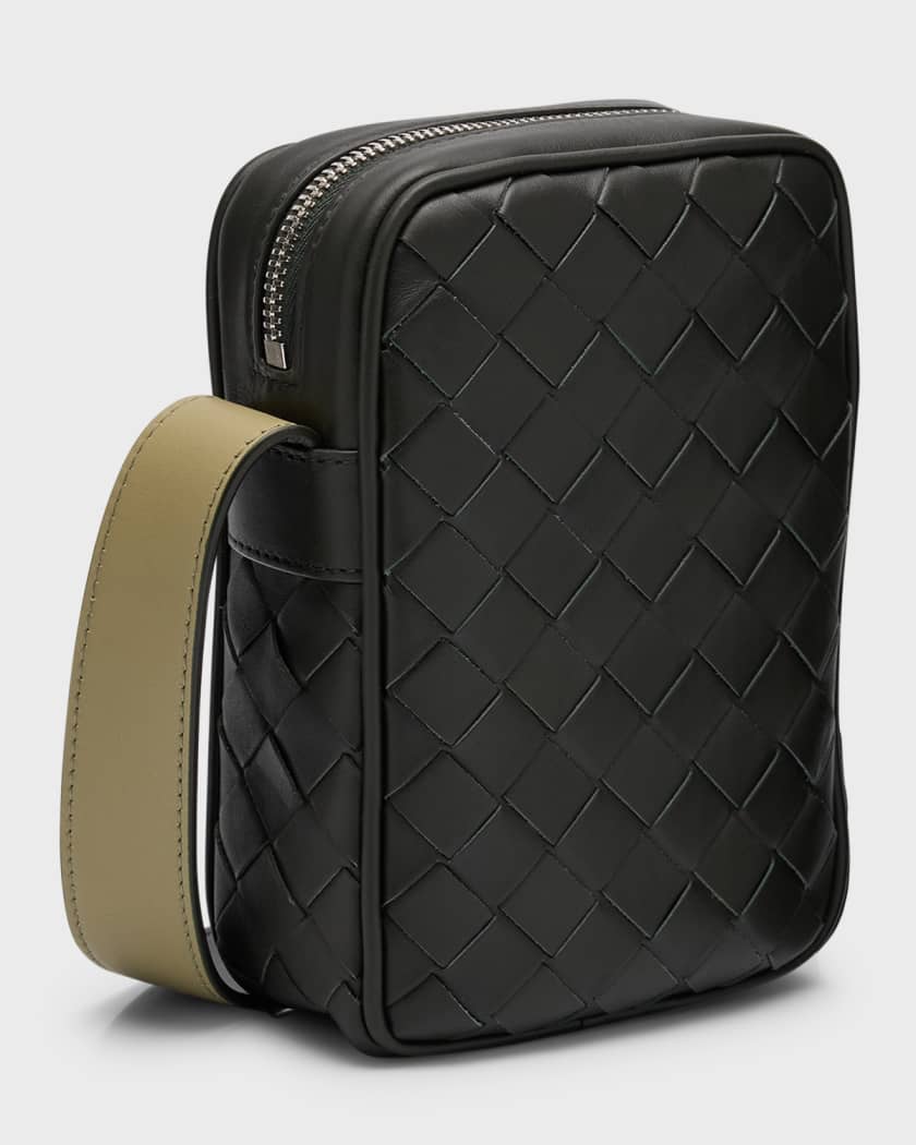 Bottega Veneta Men's Duo Intrecciato Leather Crossbody Bag, Dk.Brn/Bei, Men's, Crossbody Bags Messenger Bags & Camera Bags