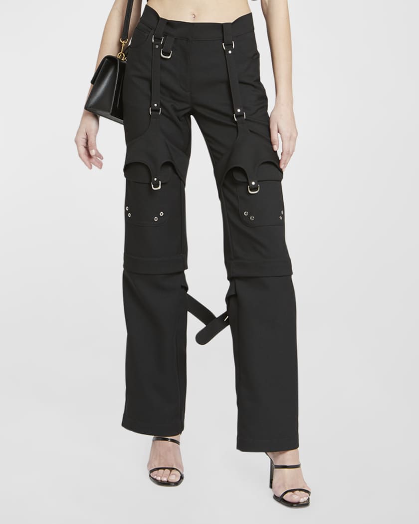 Flat-Front Mid-Rise Cargo Pants