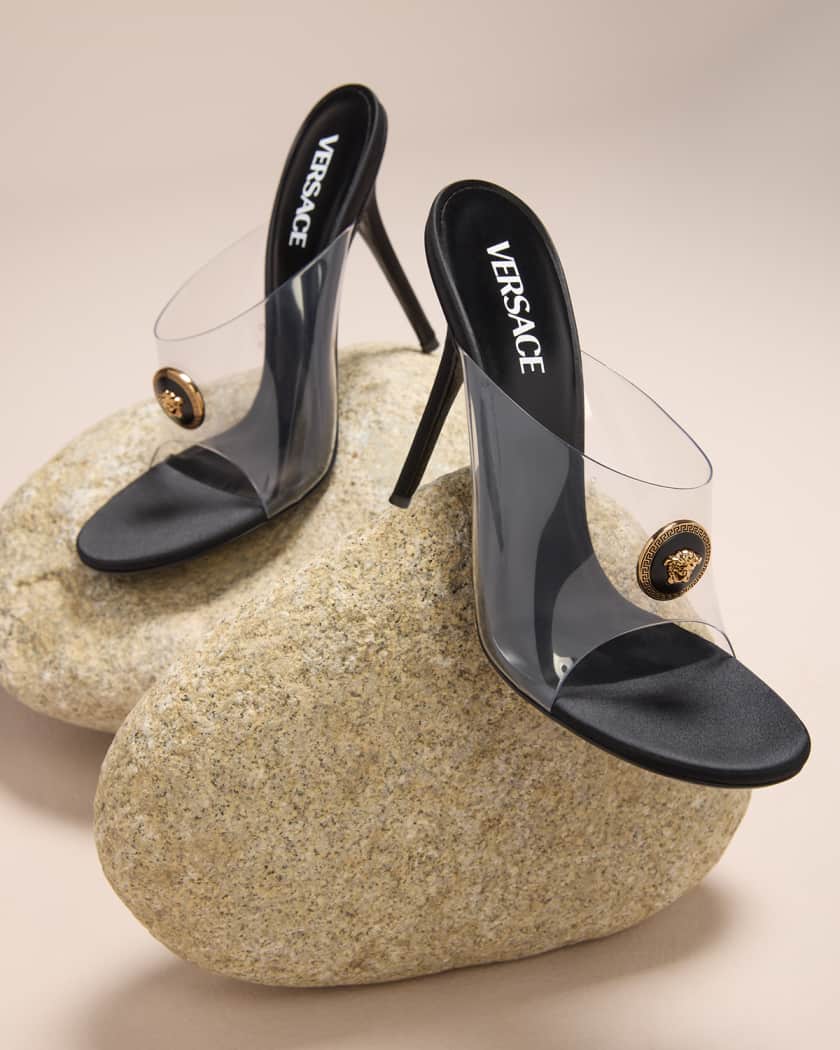 Versace clear sandals clearance