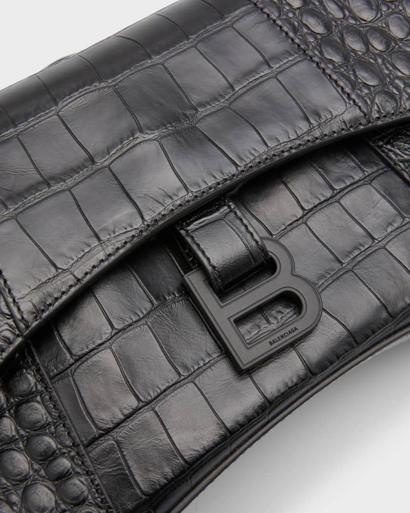 Balenciaga Hourglass XS Shiny Crocodile Embossed Calfskin Crossbody Bag (Shoulder  bags,Cross Body Bags)
