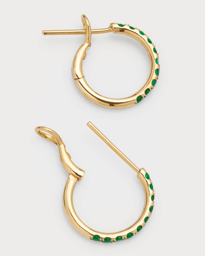 House of Meraki 18kt yellow gold Electric Midi emerald and diamond hoop earrings - GREEN