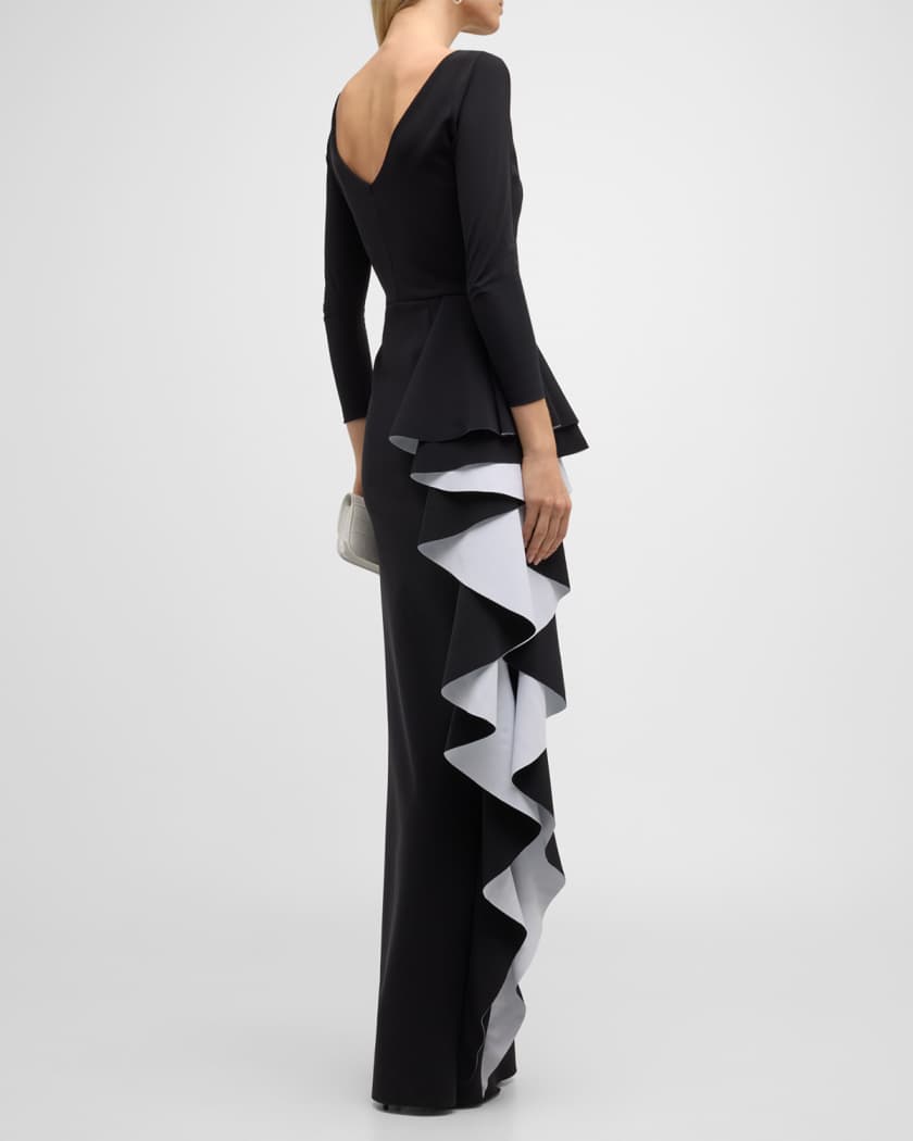 Chiara Boni La Petite Robe Florien 3/4-Sleeve Jersey Faux-Wrap Dress, Black, Women's, 12