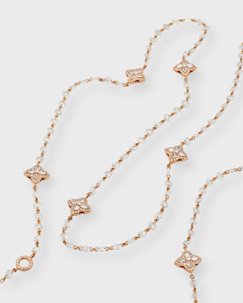 64 Facets 18K Rose Gold Blossom Diamond Station Necklace Neiman