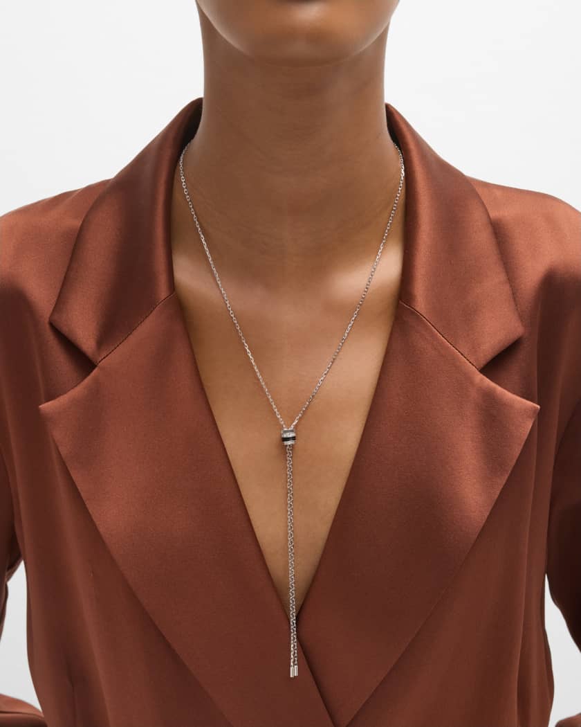 Quatre Black Edition Y Necklace in White Gold