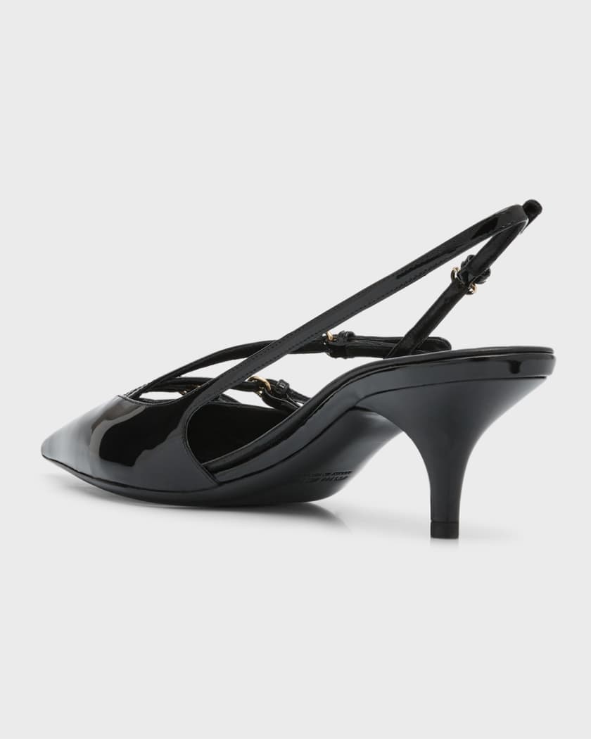 Patent Buckle-Trio Slingback Pumps