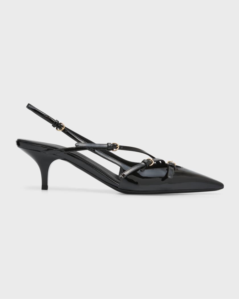 55mm Patent Leather Slingback Pumps