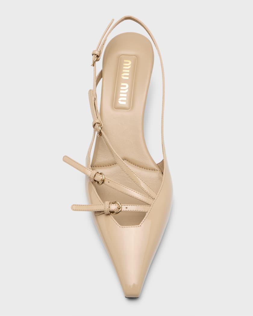 Miu Miu Patent Bow Kitten-Heel Slingback Pumps - Bergdorf Goodman