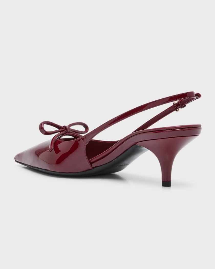 Miu Miu Patent Bow Kitten-Heel Slingback Pumps - Bergdorf Goodman