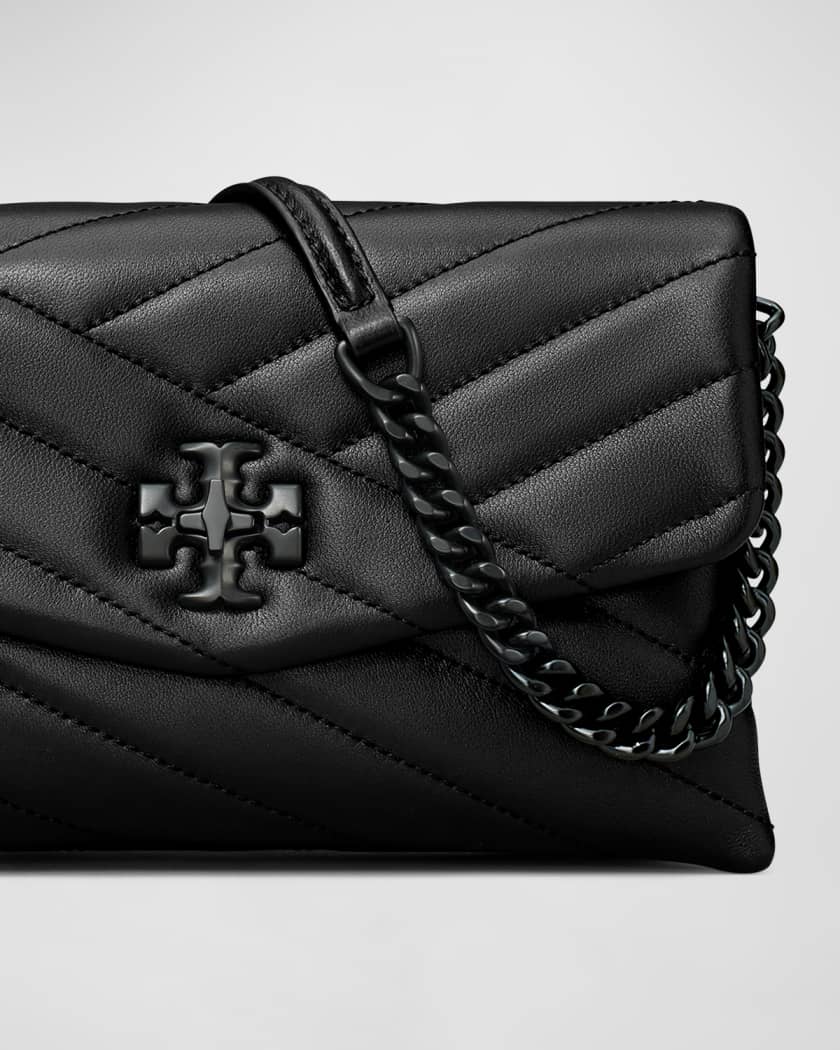Tory Burch Kira Chevron Leather Wallet-On-Chain Black
