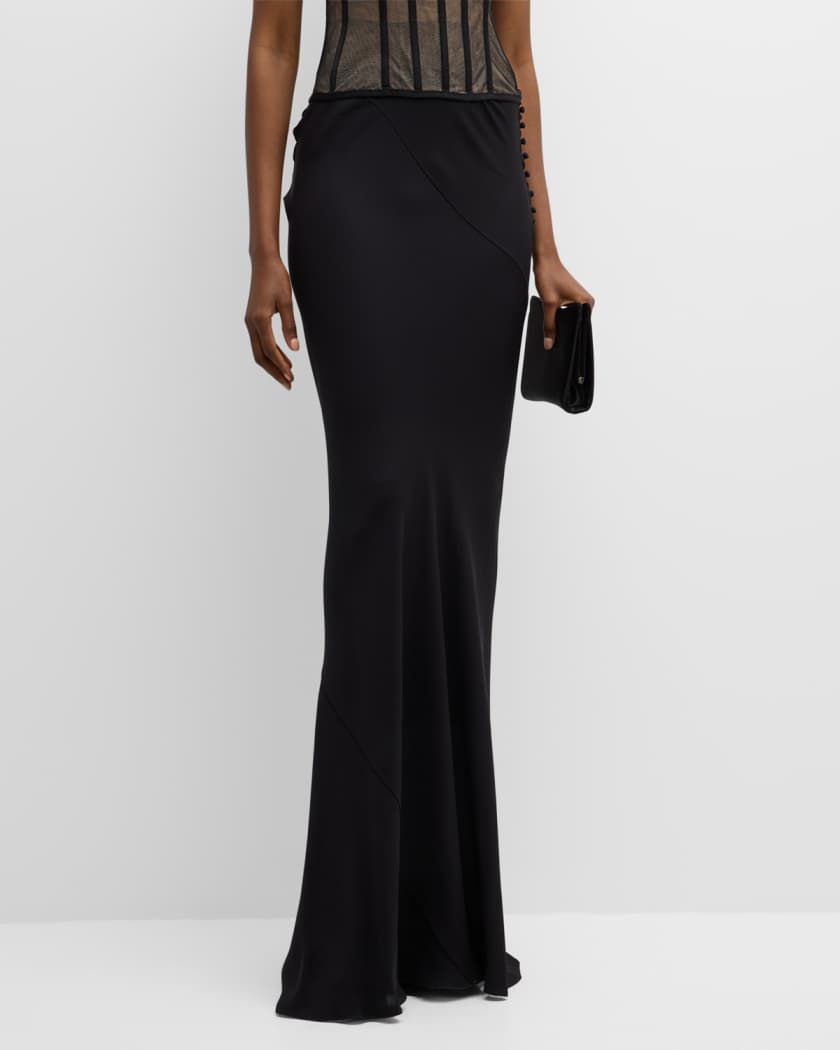 Silk Bias Spiral Maxi Skirt