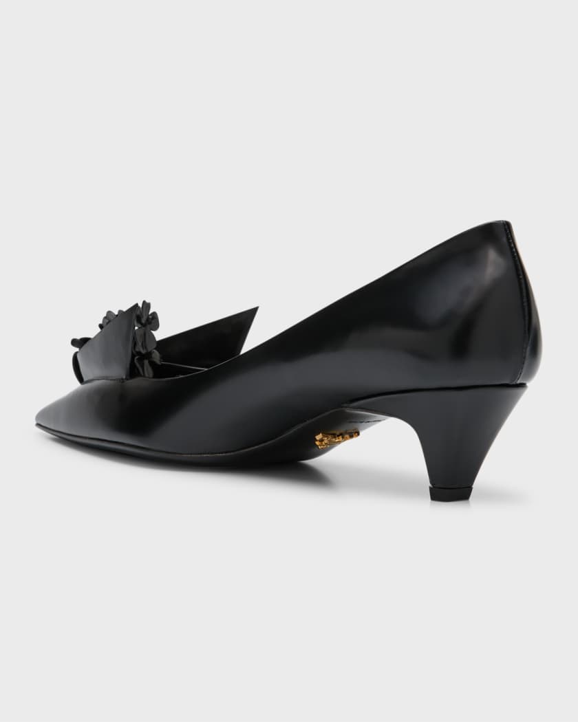 Bouquet Leather Kitten Heel Pumps