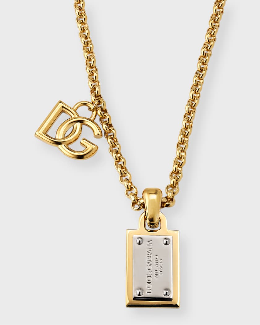 Louis Vuitton Chain Necklace Engraved Monogram Colors Black/Gold