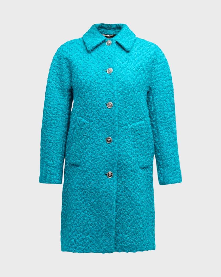 Rounded Wool Boucle Coat