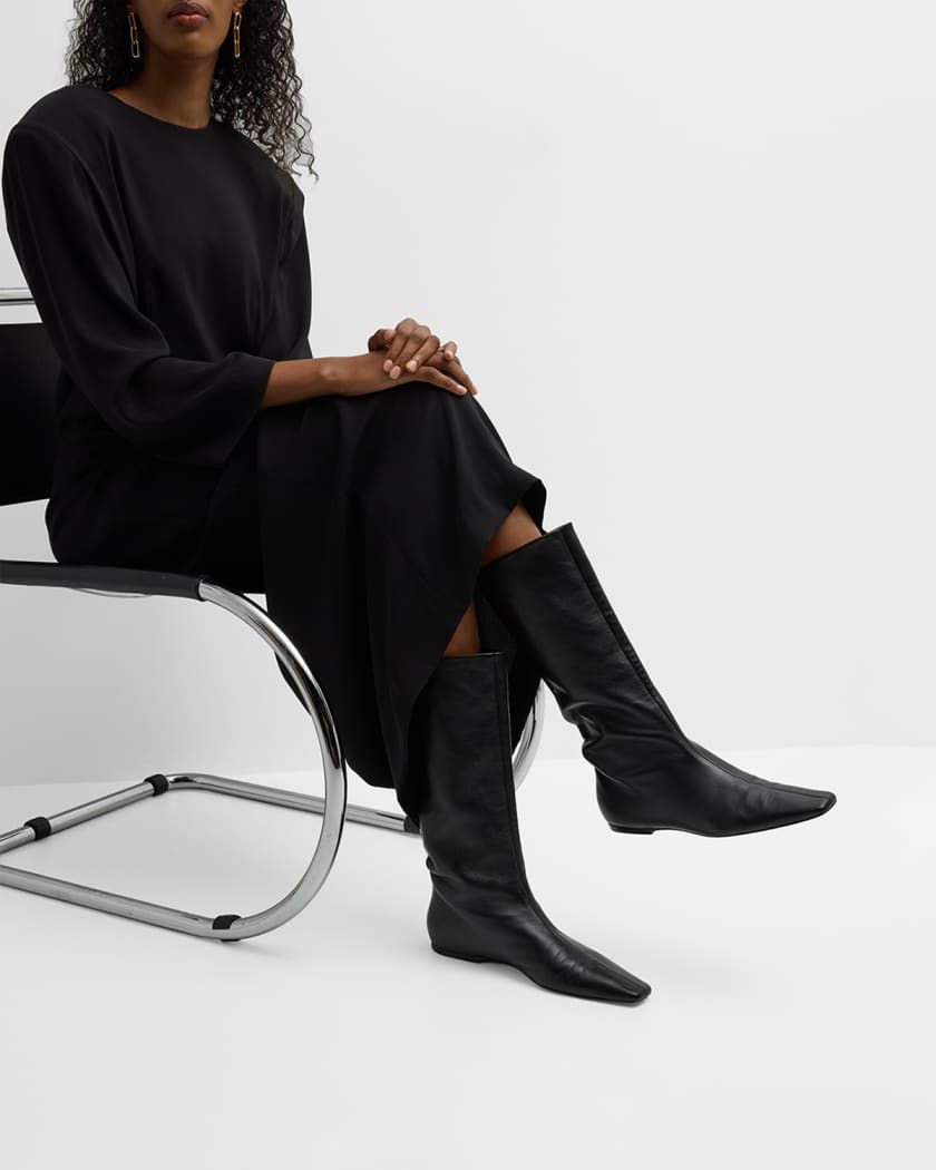 Leather flat boots sale