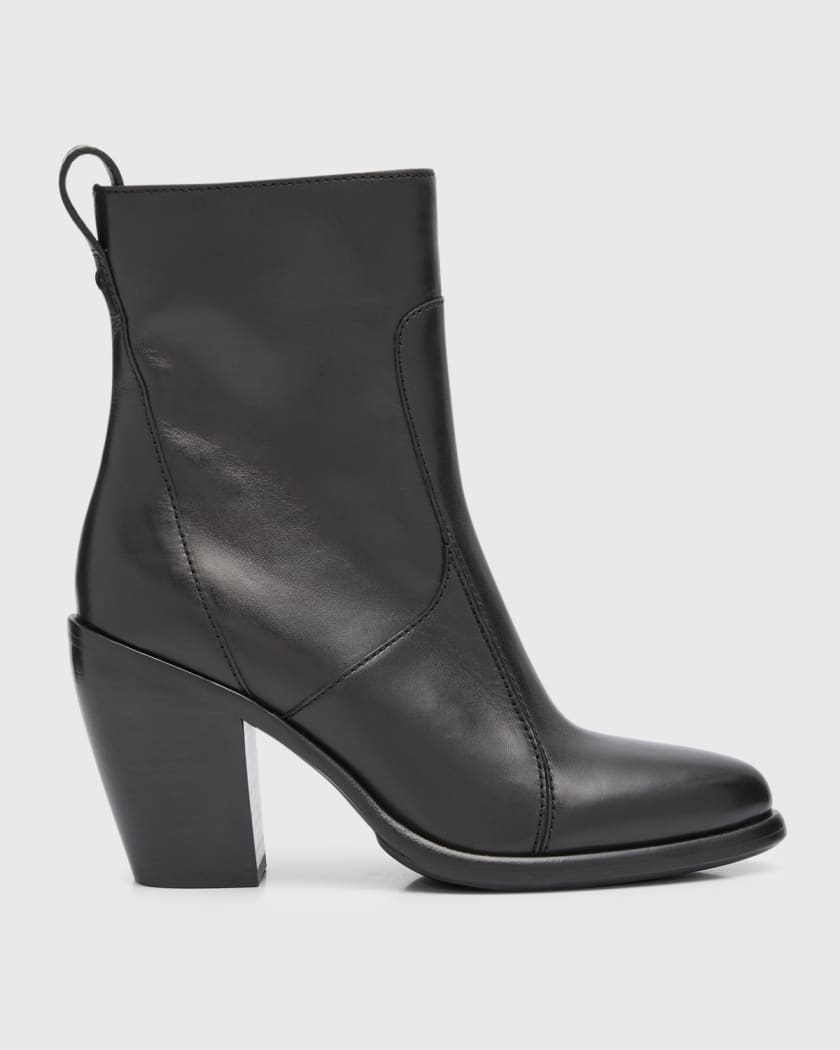 Mustang Leather Mid Heel Ankle Boots