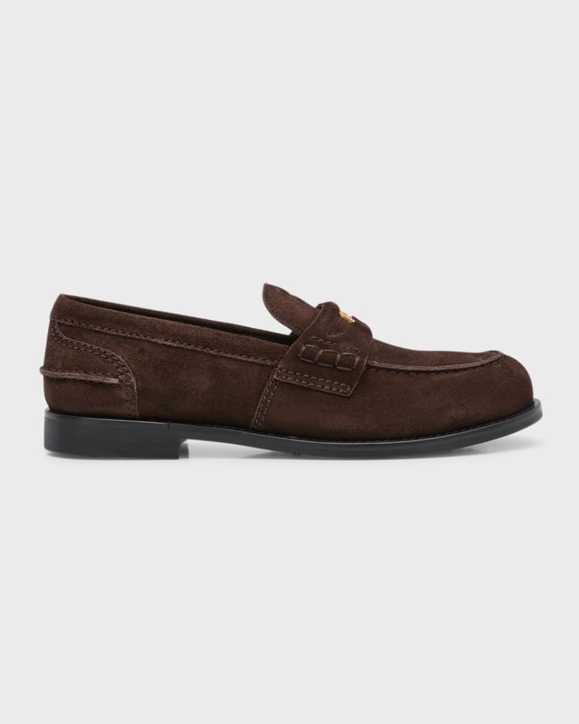 industri Bevise Landbrugs Miu Miu Suede Flat Penny Loafers | Neiman Marcus