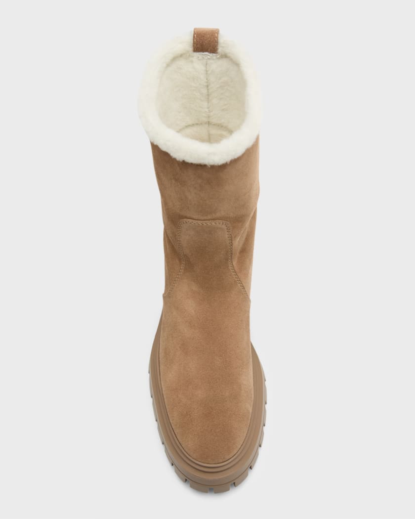 Stuart Weitzman Bedford Suede Shearling Winter Booties