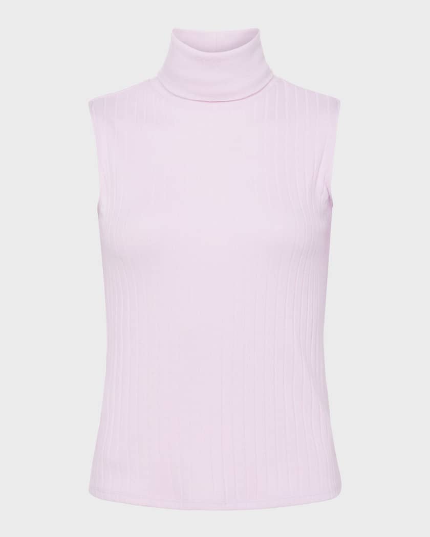 white cotton sleeveless turtleneck