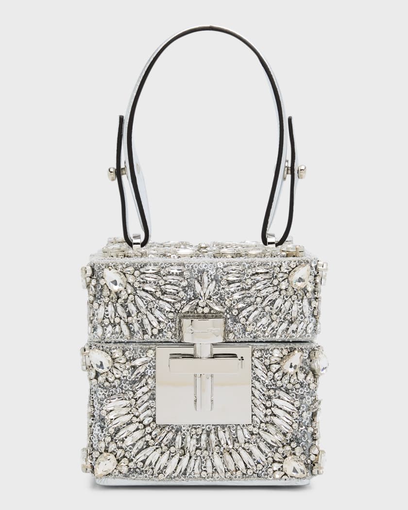 Oscar de la Renta Alibi Cube Crystal Top-Handle Bag