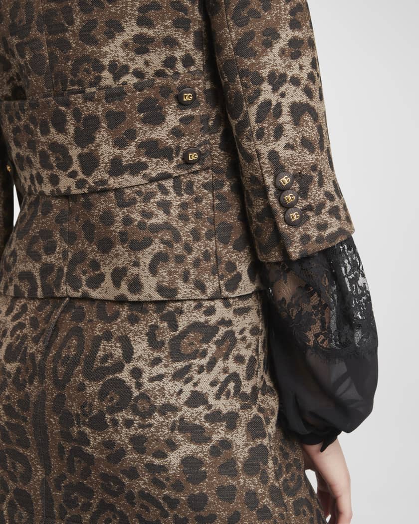 DOLCE & GABBANA Wool-blend leopard-jacquard jacket