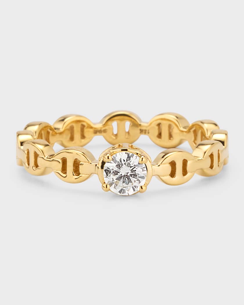 Hoorsenbuhs 18K Yellow Gold Micro Tri-Link Ring with Diamond