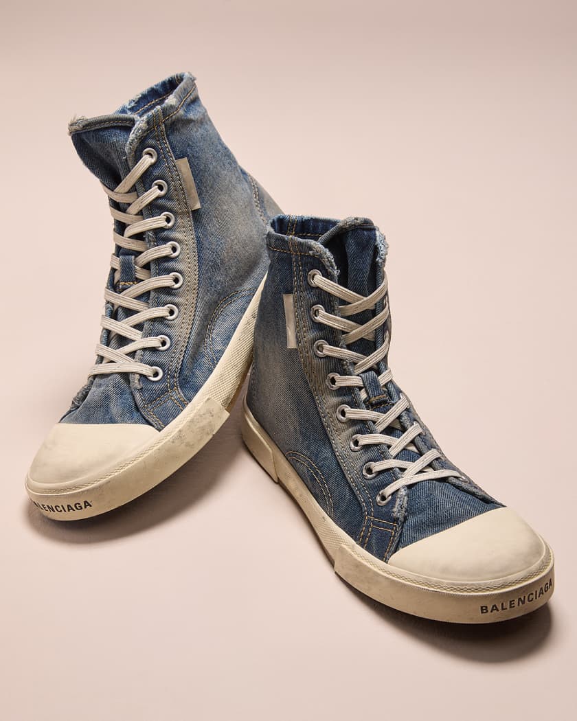 et eller andet sted Mange farlige situationer Blitz Balenciaga Men's Paris Denim High-Top Sneakers | Neiman Marcus