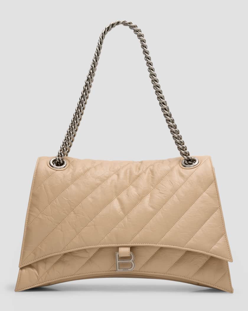 MICHAEL Michael Kors Sloan Large Chain Shoulder Bag In Truffle Quilted  Lambskin in Natural