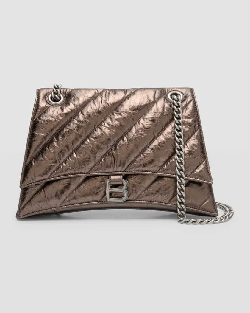 Chanel Medium Double Flap Bag Metallic Patent Leather Bronze