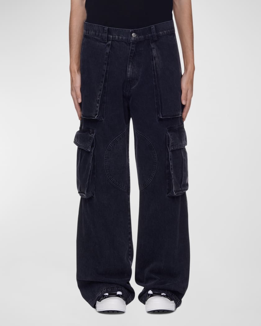 NAHMIAS Men's Logo Baggy Denim Cargo Pants | Neiman Marcus