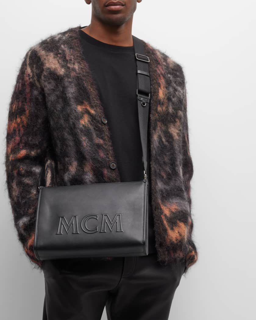 MCM Monogram Print Sling Bag in Brown for Men
