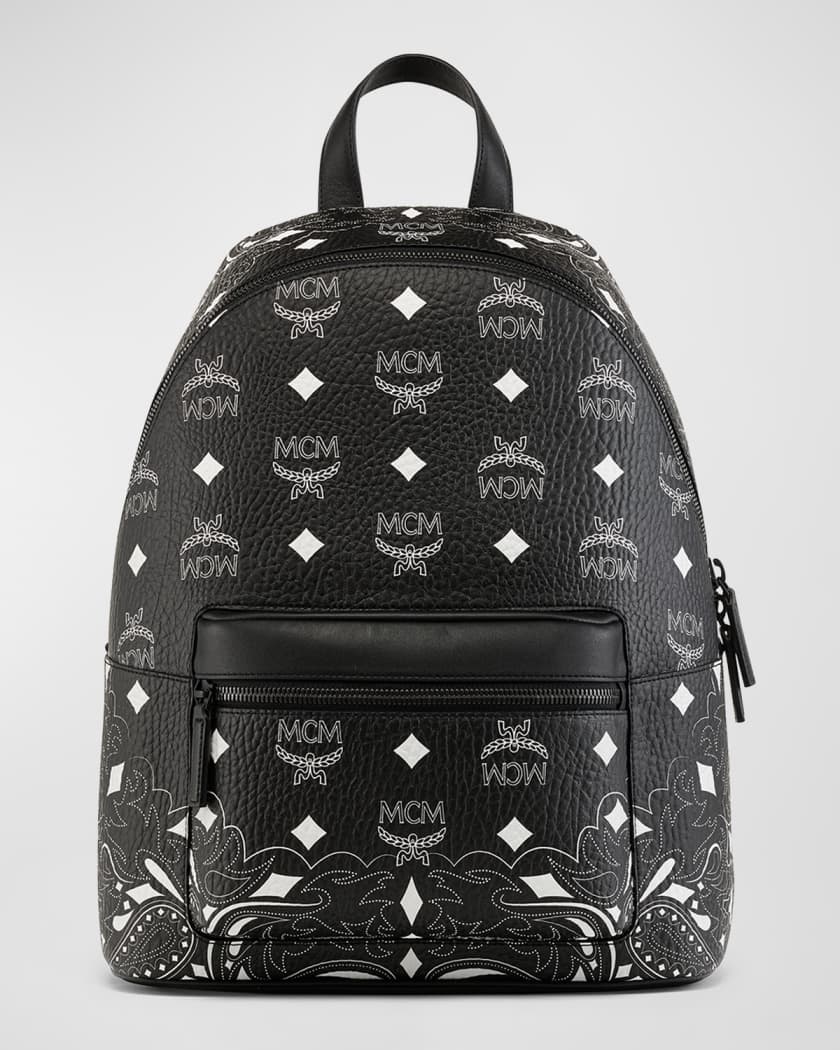 MCM Black Leather Stark Special Studded Mini Front Pocket Backpack - New