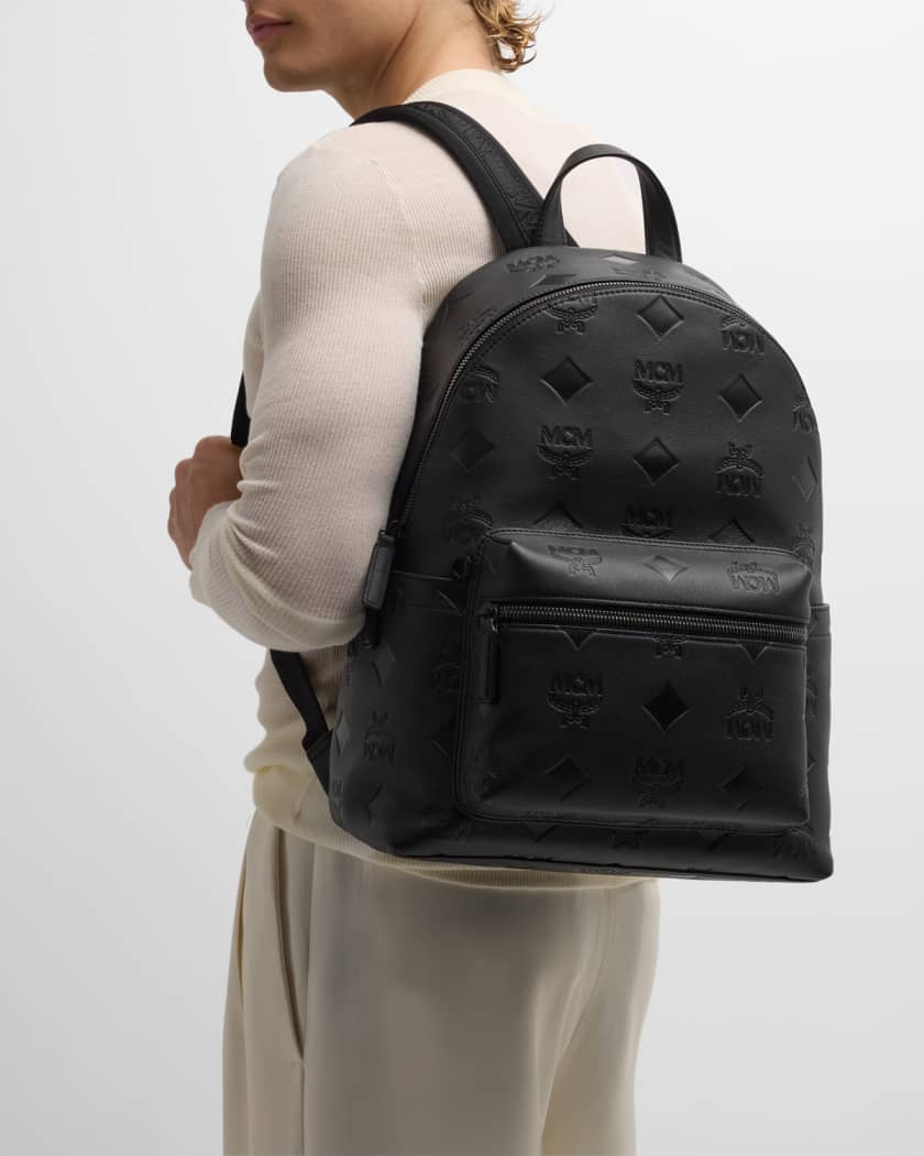 MCM Stark Mini Embossed Leather Backpack