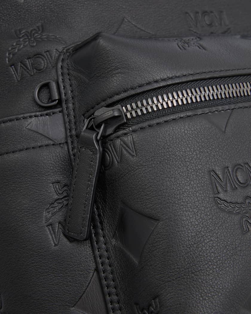 Mcm Ottomar Monogrammed Leather Backpack - Black
