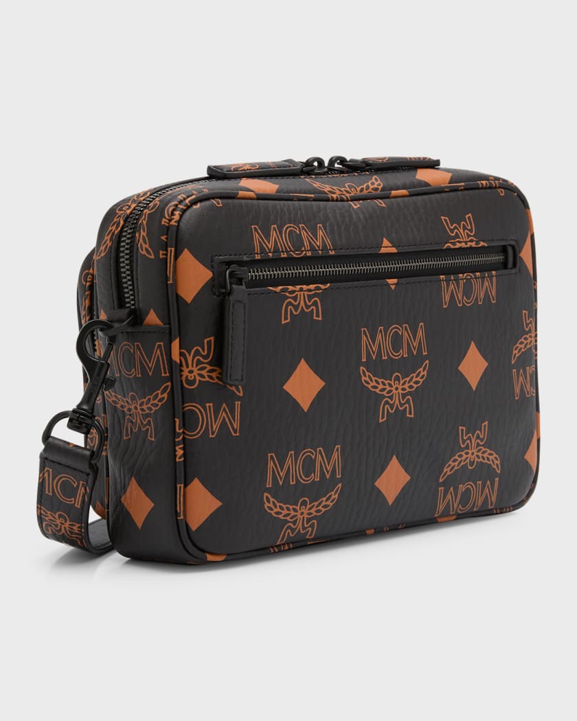 Mcm Men's Aren Maxi Monogram Small Crossbody Bag - Black